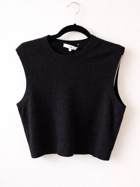 Tibi Black CashmereSleeveless Crop Tank Top